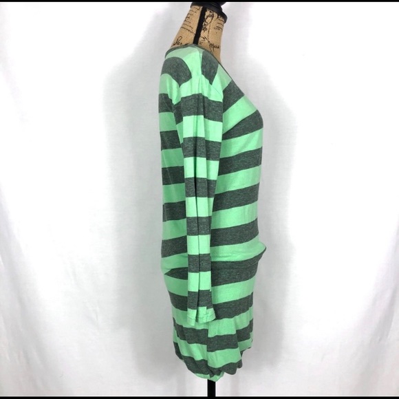 C&C California Green Striped Long Sleeved Dress S - Picture 2 of 4